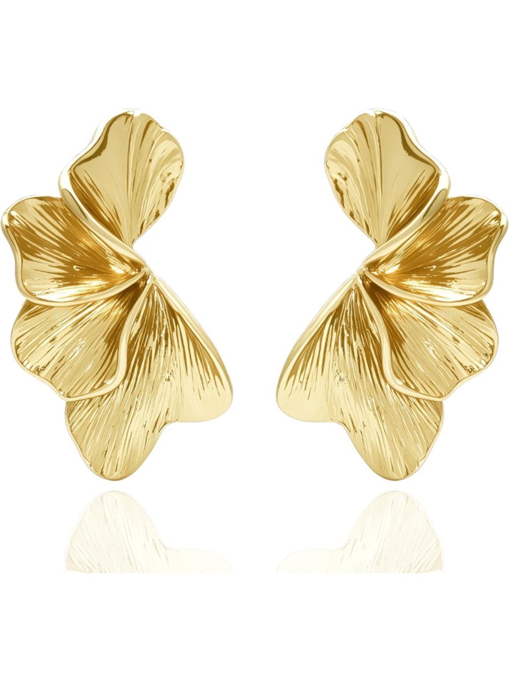 Gold Floral Petal Statement Earrings